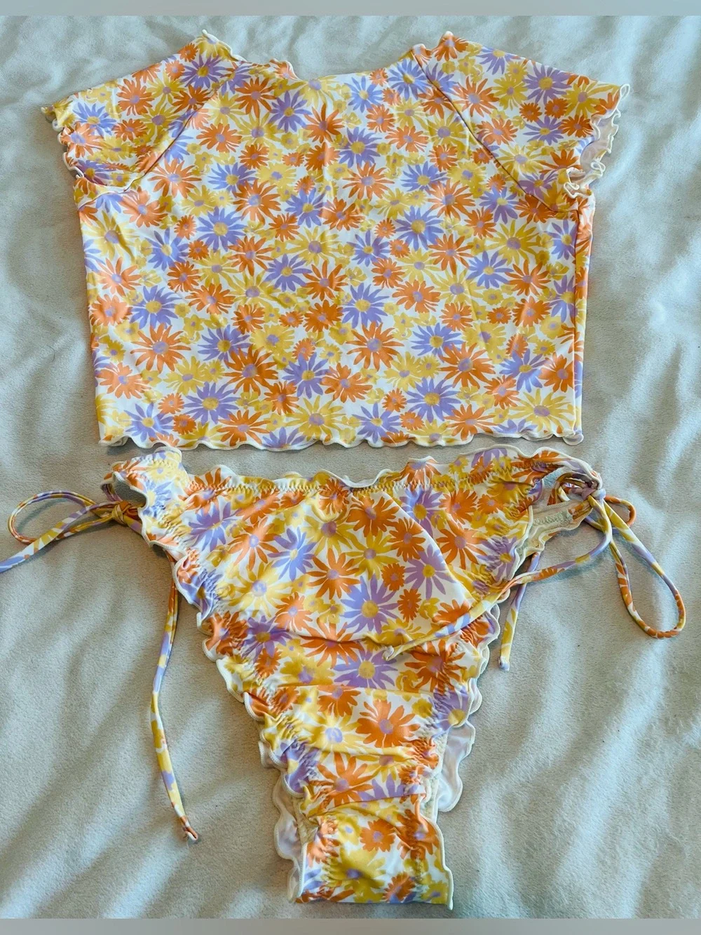 L*Space Bikini Set Wildflower Rashguard Top & Roger Bitsy Bottom Large/XL Floral